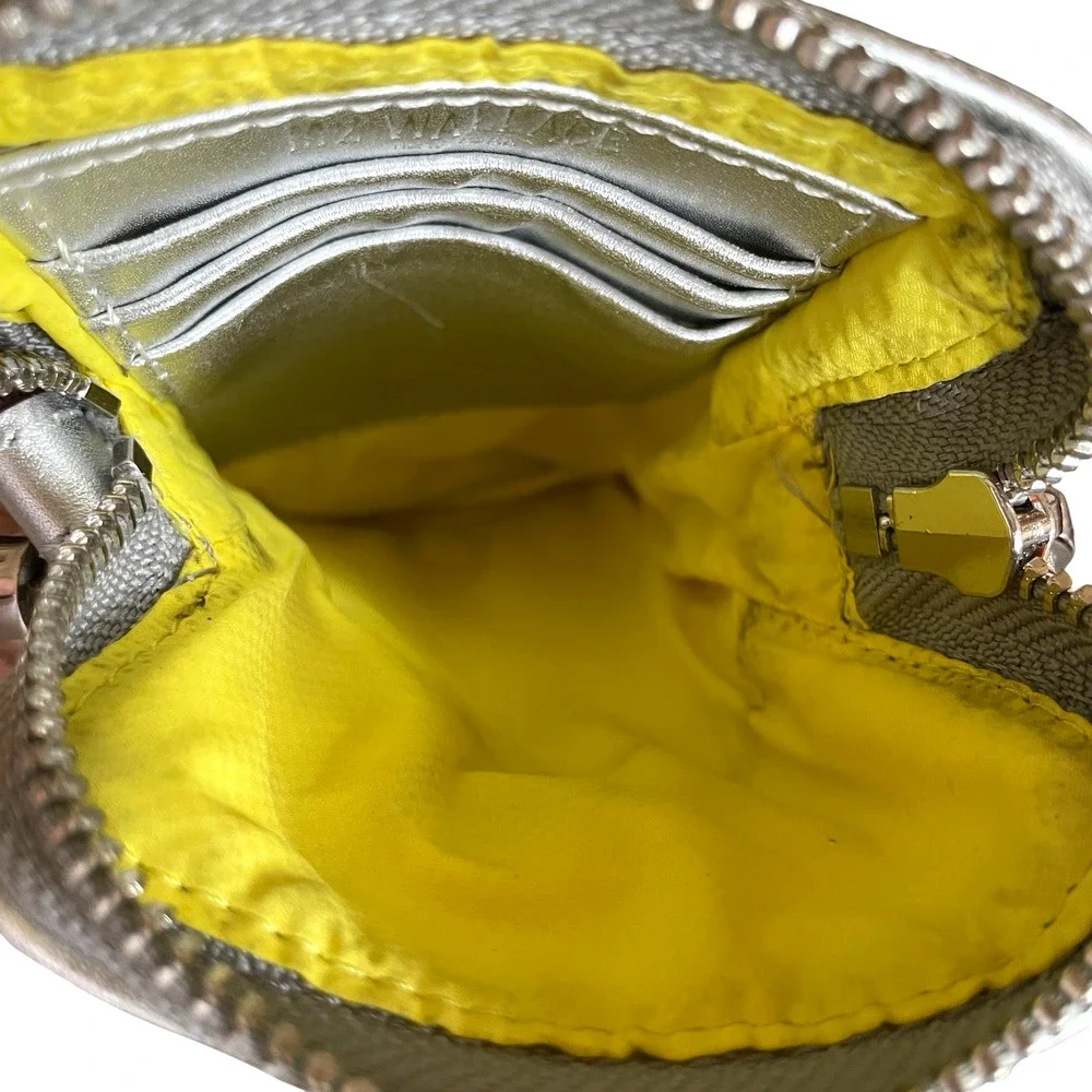 MZ WALLACE Micro Crosby Women's Silver Quilted Crossbody Bag Top Zip Nylon Strap - Picture 4 of 8